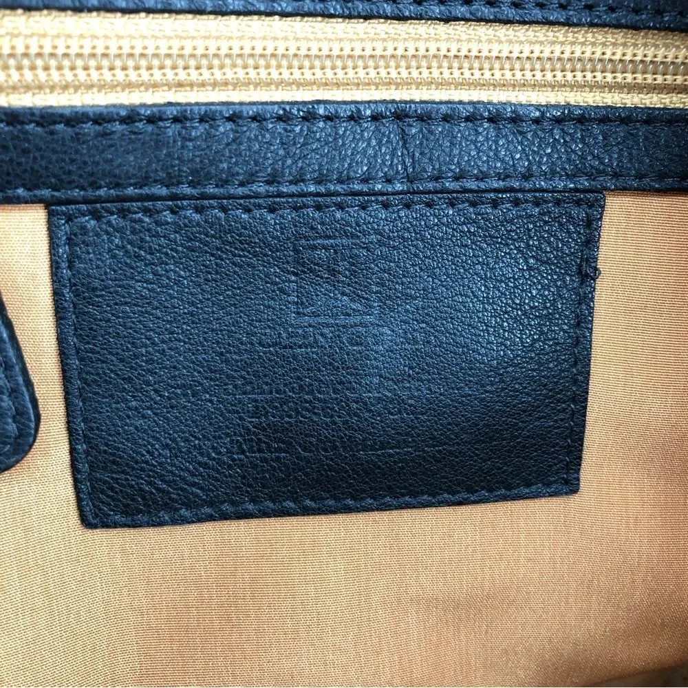 John Cole Satchel Bag‎ Leather Woven Tapestry Bag Black Zip Snaps Boho Chic
